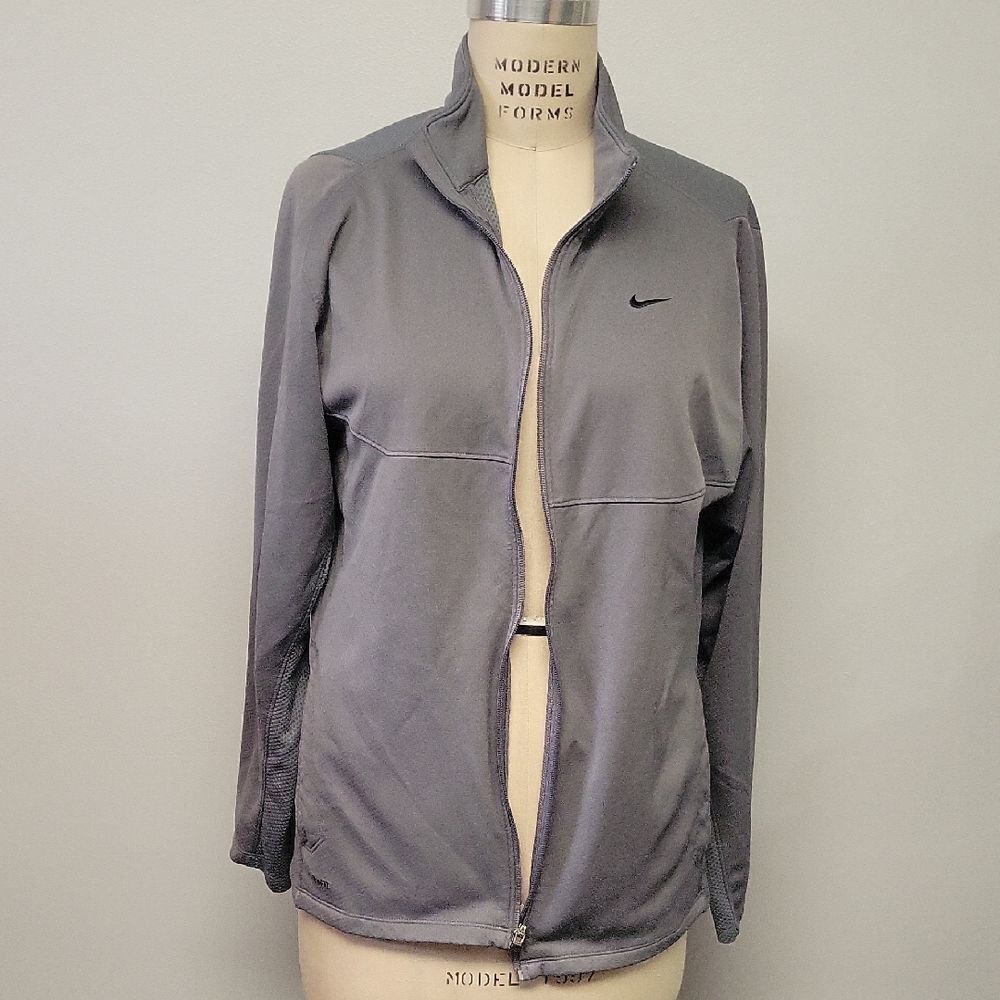 Nike Men's Gray Full-Zip Jacket, Fitdry, Size L